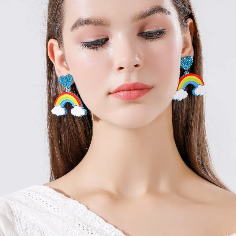 

Love Rainbow Earrings Female Cute Fashion Dress Accessories