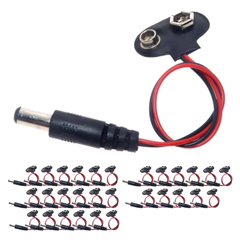 

30PCS 9V Battery Buckle With DC Head 5.5X2.1MM Power Connection Buckle Adapter