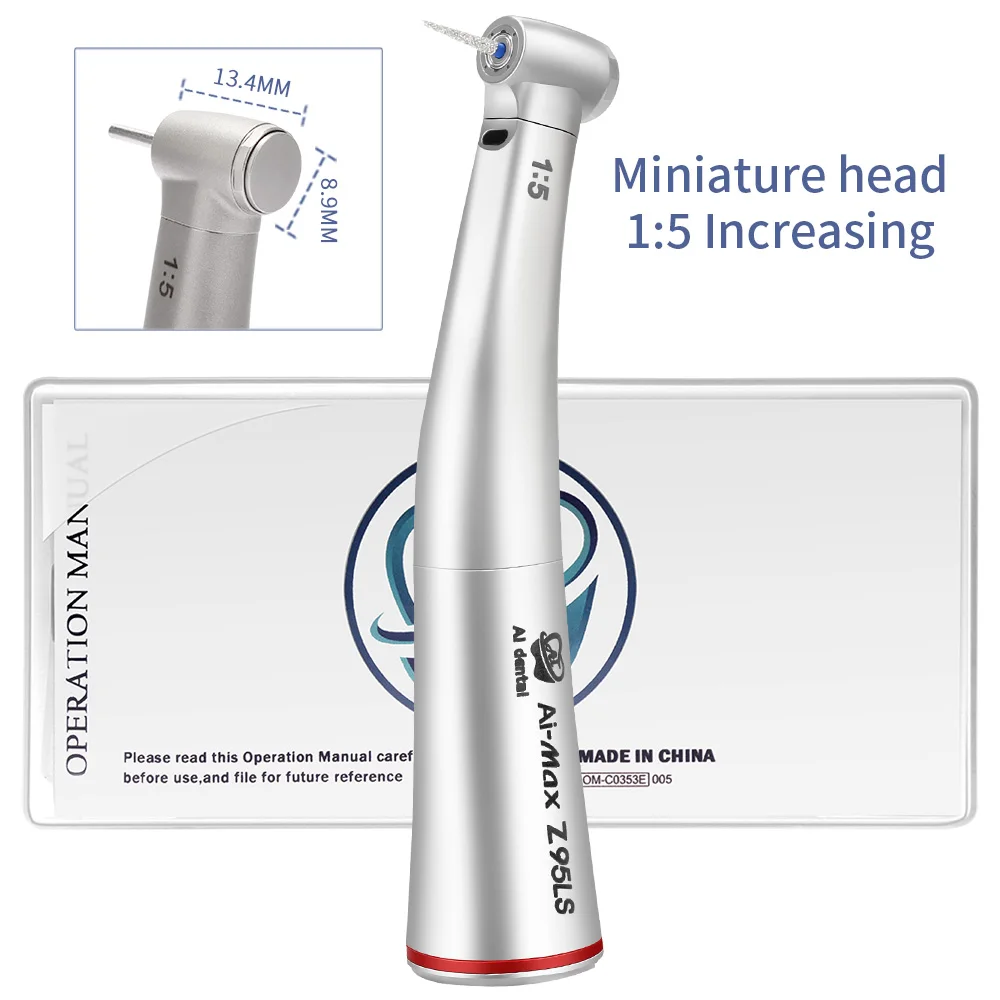 

AI-Z95LS Mini Head 1:5 Increasing Dental Contra Angle Handpiece Fiber Optic Slow Speed Hand Piece For Electric Micromotor