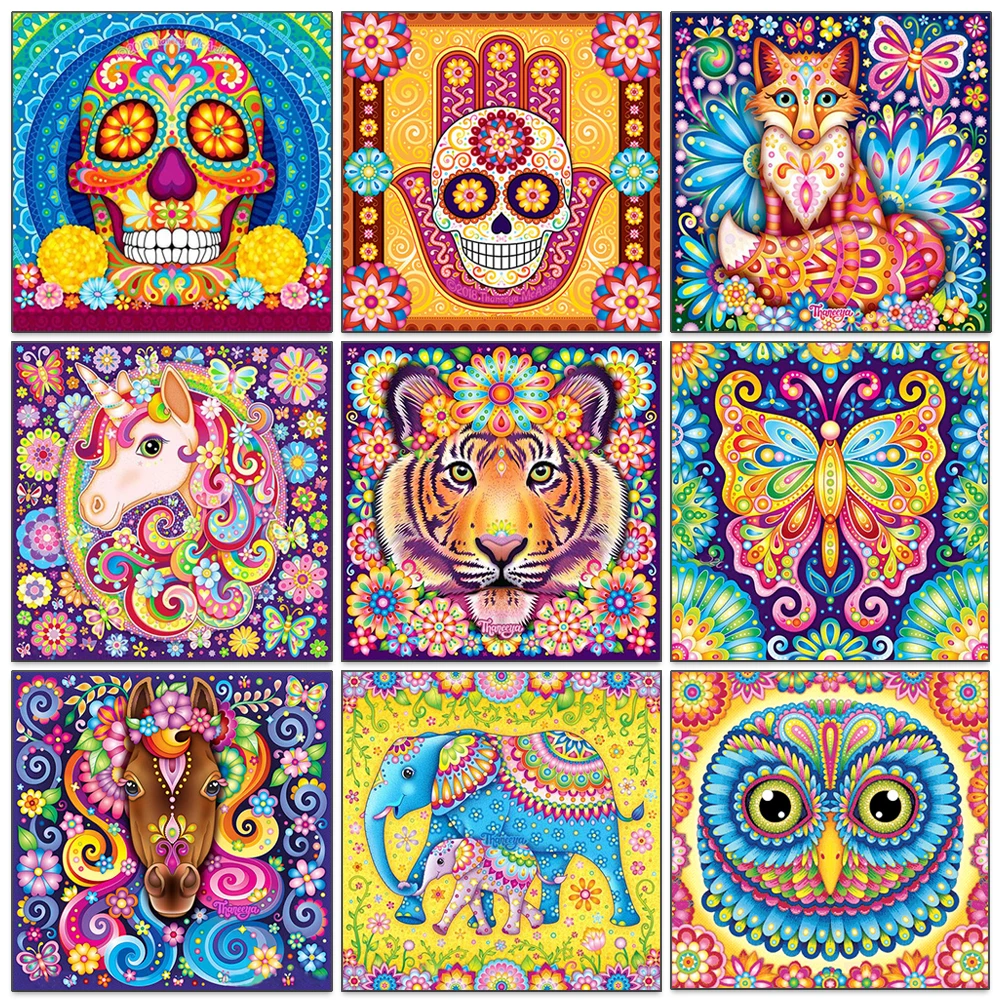 

Алмазная 5D живопись «сделай сам», животные, лиса, кошка, единорог, тигр, полная выкладка квадратными и круглыми стразами, вышивка крестиком, домашний декор
