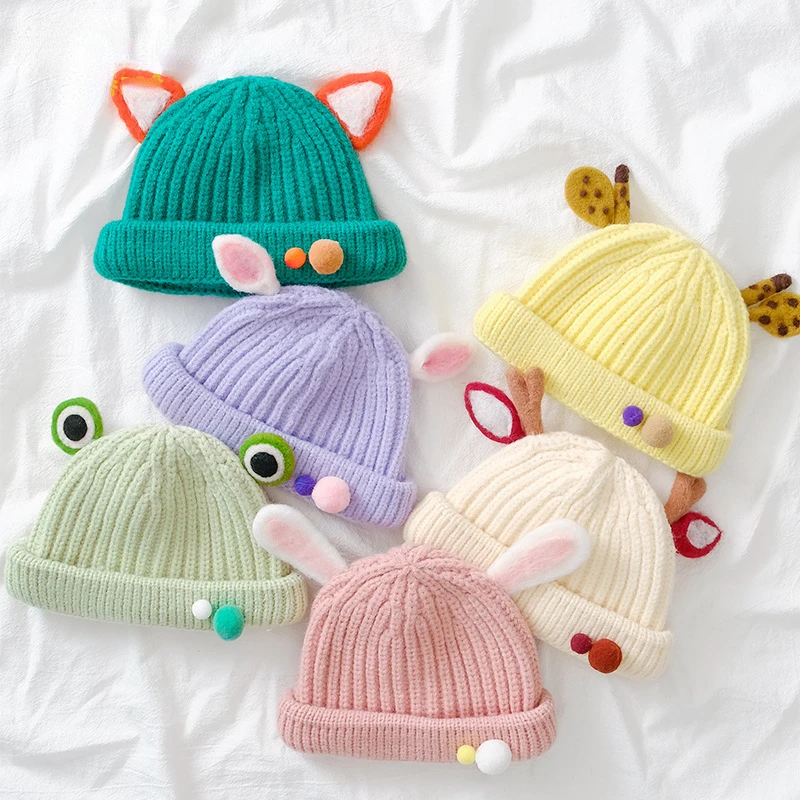 

Cute Cartoon Animals Knitted Hat for Boys Girls Winter Hats Children's Kawaii Cap Kids Caps Autumn Winter New Kids Accessories