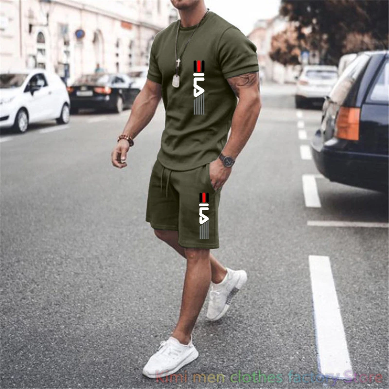 Tracksuit Jogging suit Brand Print TShirts Shorts Sets Cotton Set Men Oversized 2 Piece Outfits Sets for Men Summer Streetwear
