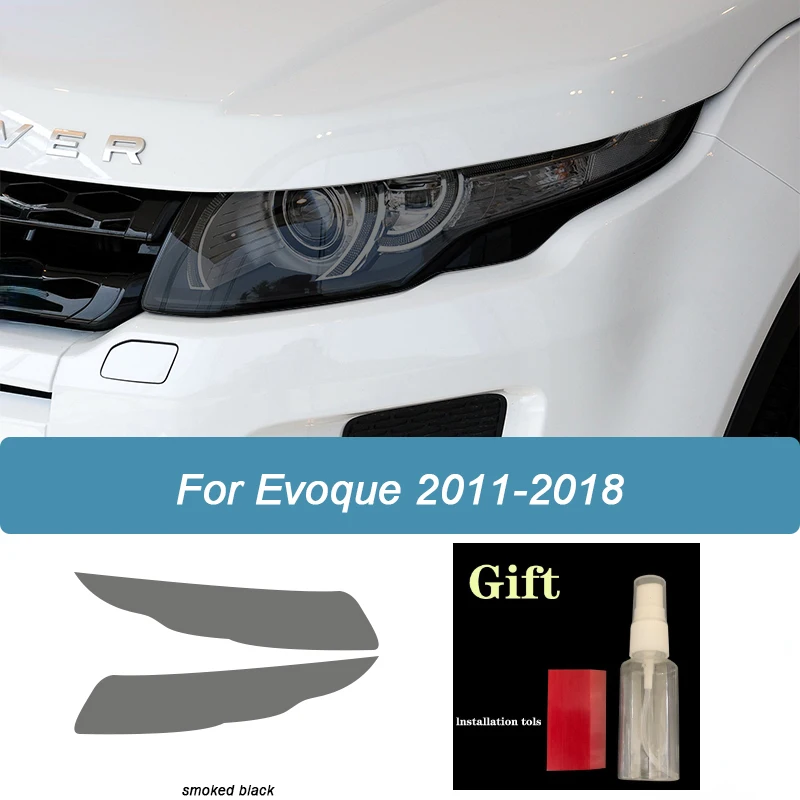 

2 шт., защитная пленка для автомобильных фар, дымчатый черный оттенок, виниловая прозрачная наклейка из ТПУ для Range Rover Evoque L538 2012-2018