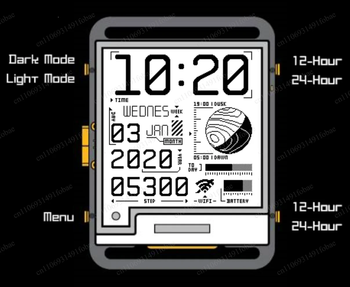 Модуль для разработки V2.0 с открытым исходным кодом ESP32 для настраиваемых DIY-часов с E-Ink дисплеем (art.: 3920db97e6ebf) - 3920db97e6ebf