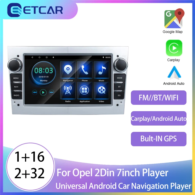 Автомобильный GPS-навигатор ETCAR 7 дюймов 2 Din Android 10 Wi-Fi без DVD Радио для Opel Astra H GJ Antara