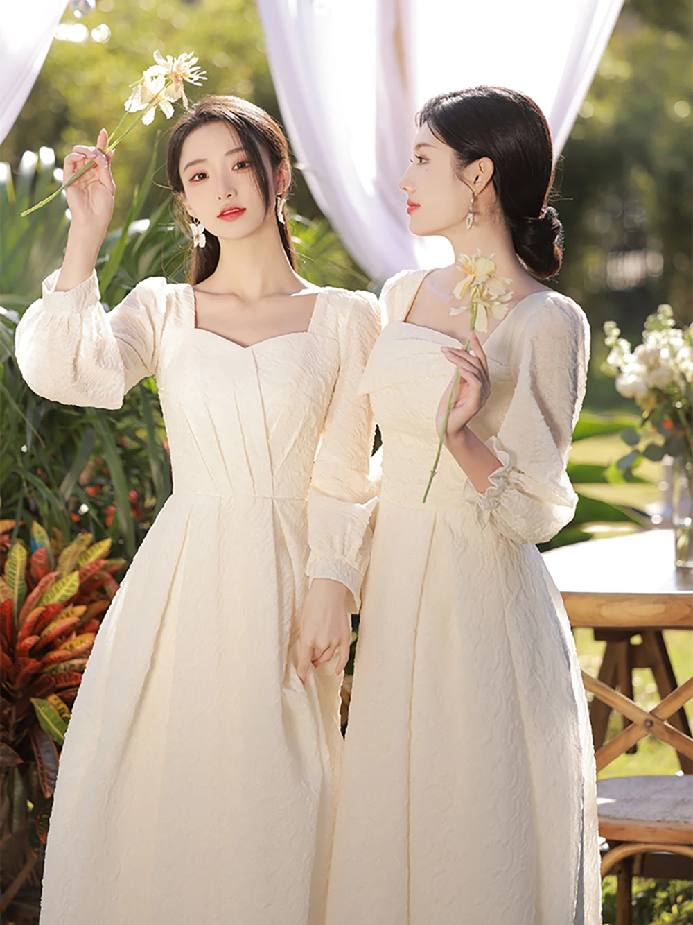 

Bridesmaid Dresses Champagne Color Slim Long Sleeve Women's Spring Autumn Sisterwear 2023 New Spring Bridesmaid Group Dress