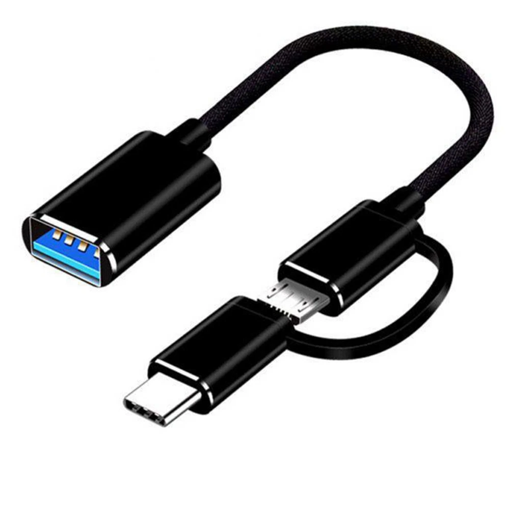 

2 in 1 USB 3.0 OTG Adapter Cable Type-C -USB to USB 3.0 Interface Converter for Cellphone Charging Cable Line-Black