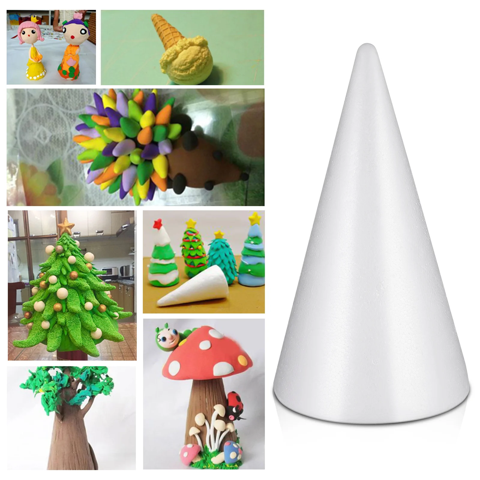 Amosfun Белые конусы и поделки Конусообразная пена Ручной работы Ремесленные