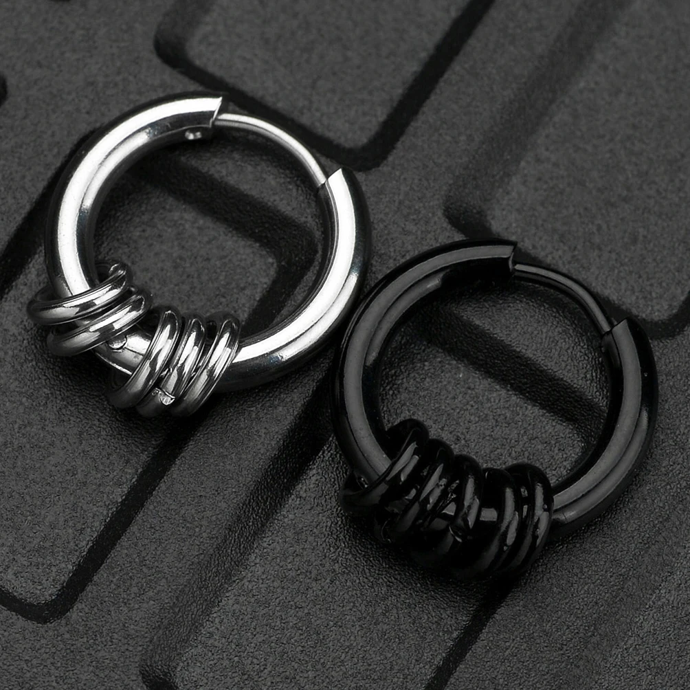 

1 Pair Diameter 15/17/19/21mm Stainless Steel Hoop Earrings for Women/Men Round Circle Earring Piercing Anti-allergic Ear Buckle