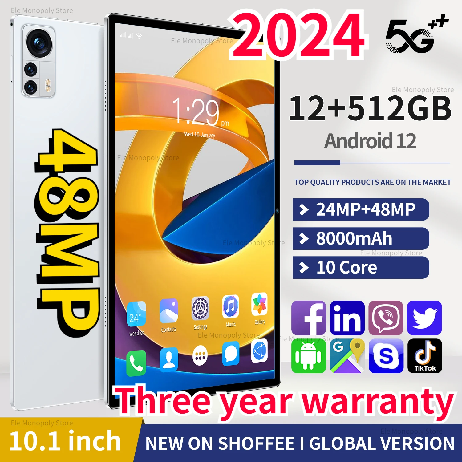 

2024 Pad 6 Pro Tablet Android 13 Snapdragon 888 Octa Core 11 Inch 16GB 512GB HD Screen 5G Wifi Original Global Version Tablet PC