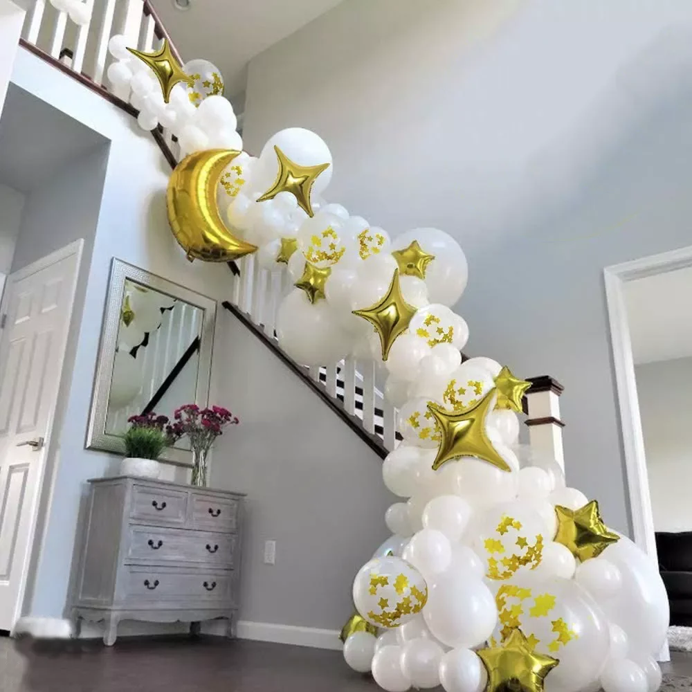 

New EID MUBARAK Balloon Garland Arch Kit Gold Moon Star Balloon Ramadan Decoration Islamic Muslim Mubarak Favors Party Supplies