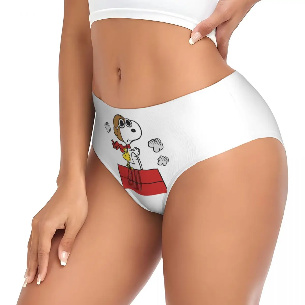 Custom Women Snoopys Woodstock Panties Breathable Cartoon Briefs Underwear