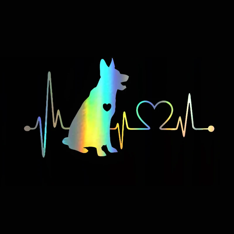 

Car Sticker 3D German Shepherd Heartbeat Lifeline Cartoon Sticker On Car Vinyl Stickers and Decals Funny Car Styling 18*9.5cm