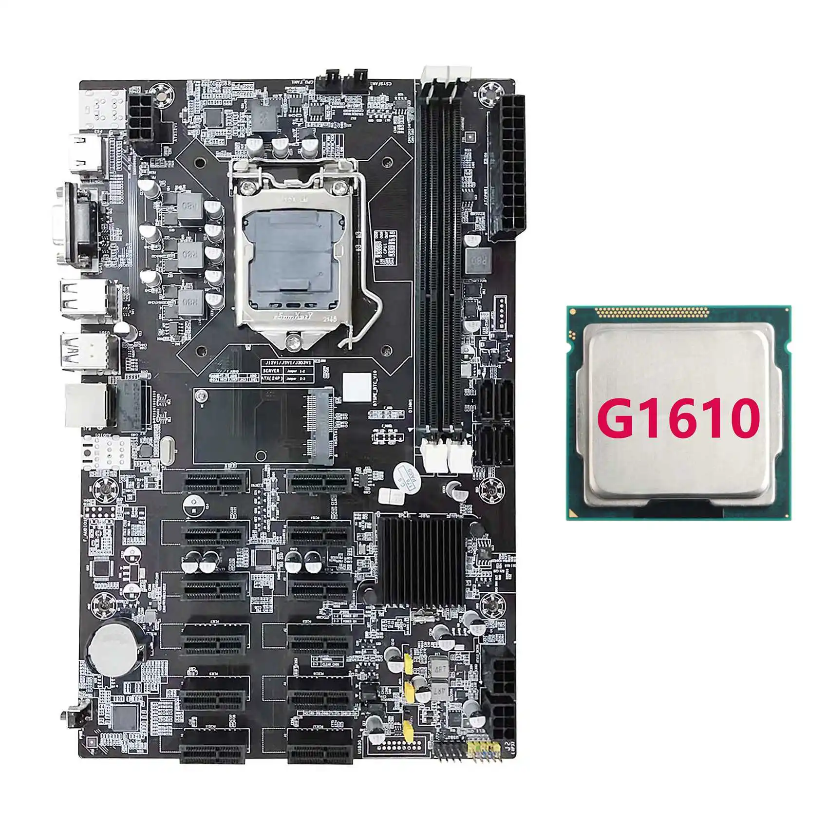 B75 12 PCIE ETH Mining Motherboard+G1610 CPU LGA1155 MSATA USB3.0 SATA3.0 Support DDR3 RAM B75 BTC Miner Motherboard