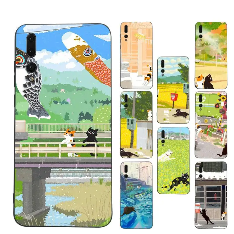 

Yinuoda Cartoon Animal Cat Scenery Phone Case for Samsung A51 A30s A52 A71 A12 for Huawei Honor 10i for OPPO vivo Y11 cover