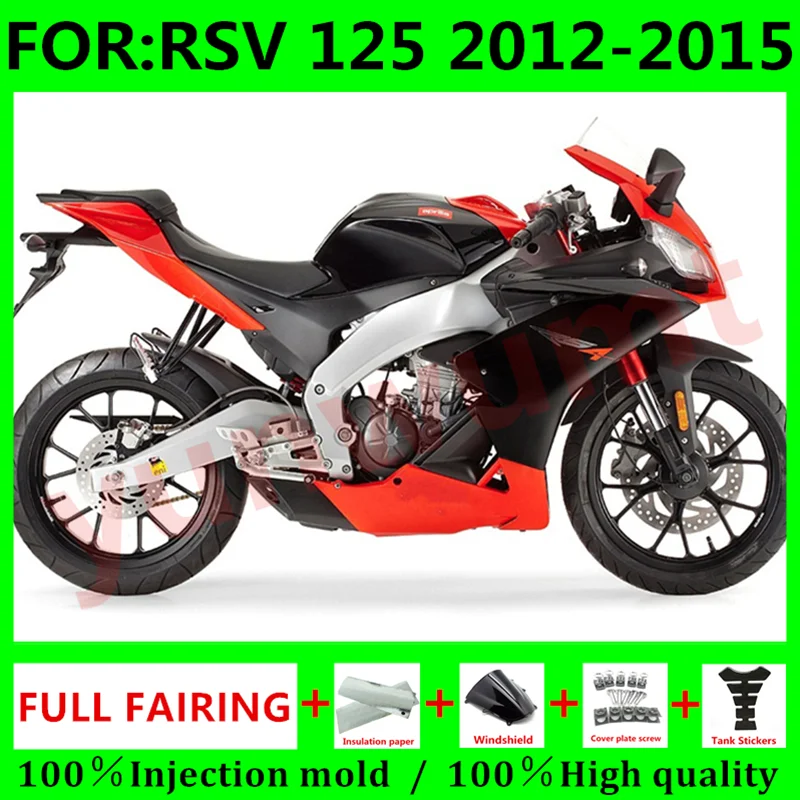 

Новый комплект обтекателей для мотоцикла ABS Подходит для модели RSV125 R RSV RS4 125 2012 2013 2015 2014 RS125, комплект обтекателей красного и черного цвета