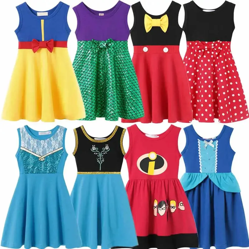 Симпатичные платья принцессы для девочек хлопковая повседневная одежда без сна