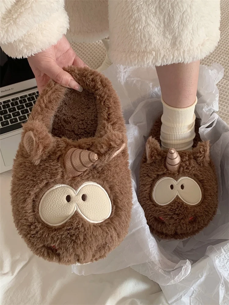 Funny Cartoon Home Slipper Couple Cartoon Cotton Slippers Men And Women's Plush Slipper 2022 Autumn And Winter Household Shoes