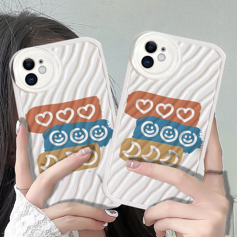 

Water Ripple Love Smiley Face Phone Case For iPhone 14 13 12 11 Pro Max Mini XS Max X XR 7 8 Plus SE2 SE3 Protection Back Cover
