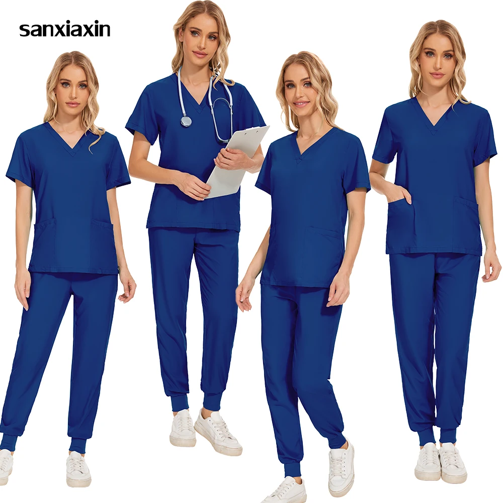 

New Fashion Medical Uniforms Soft Thin Hospital Set Women's Doctors Nurse Scrub Surgical Set Medical Laboratory Clinical Uniform