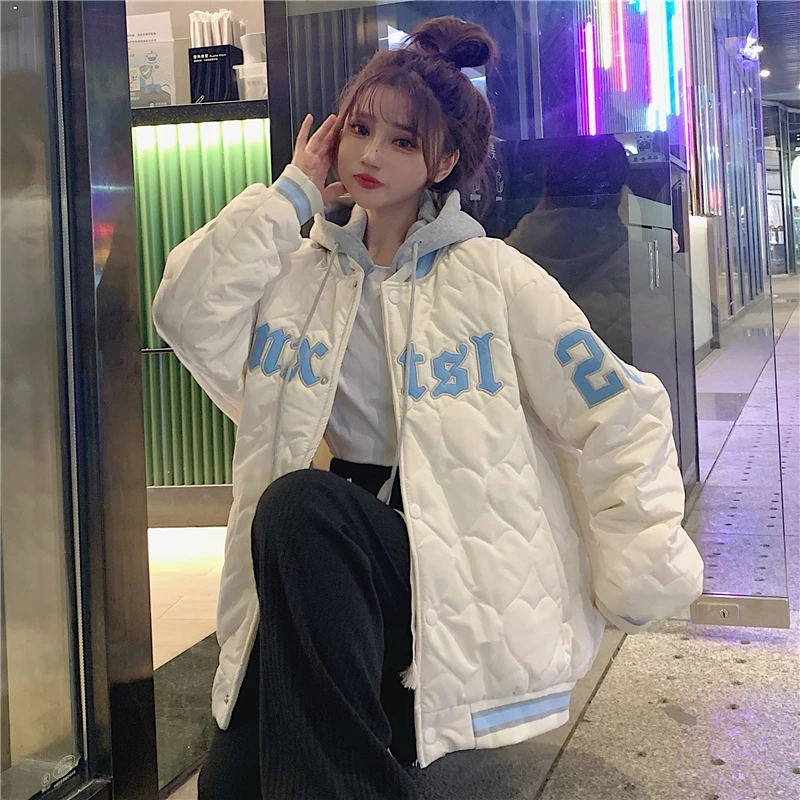 Thickened Baseball Jacket Winter Retro Sweet Is A Cotton-padded Jacket Coat Female Hot Style Little Cotton-padded Clothes Wet