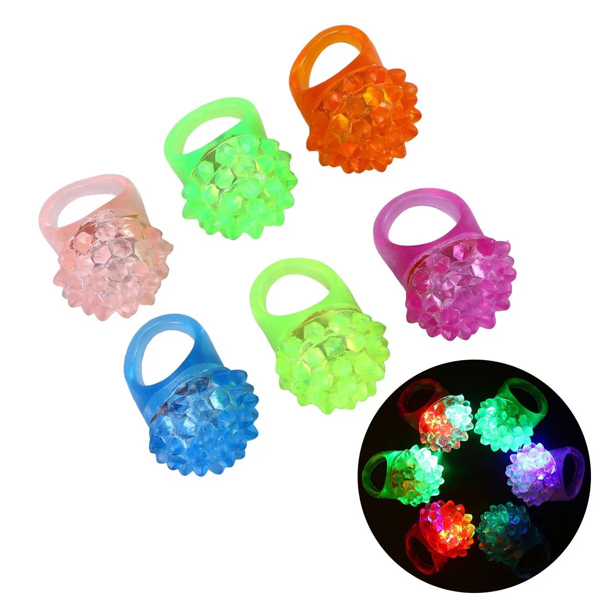 

LED Strawberry Flashing Light Rings Blinking Party Soft Light Up Glow Jelly Finger Rings Fun Party Decoration Random Color