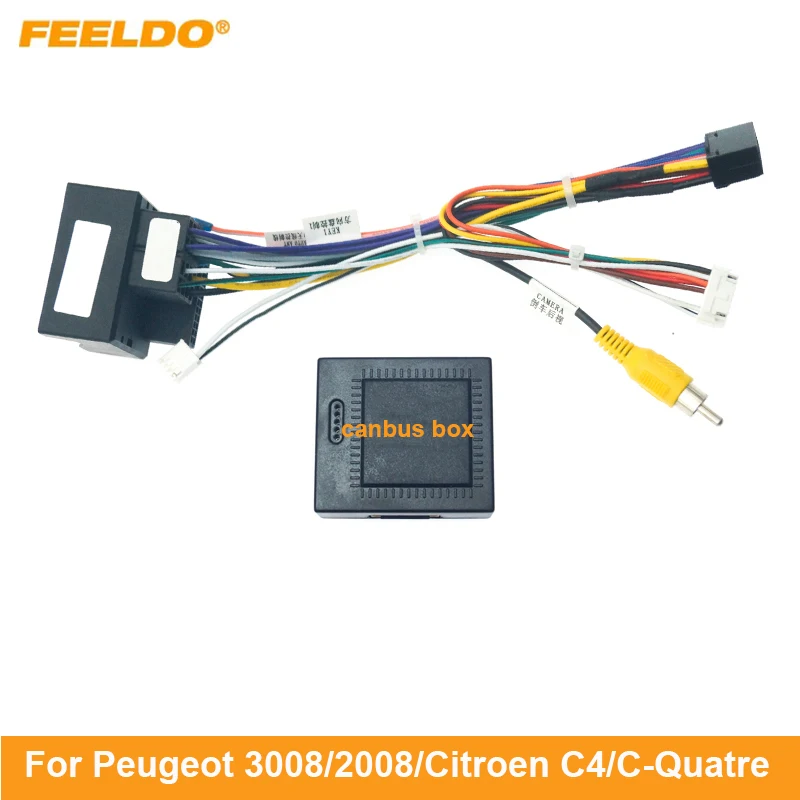 FEELDO 16-pin Car Android Stereo Wiring Harness For Peugeot 3008/2008/Citroen C4/C-Quatre/C4L/C3 XR/C5/DS6