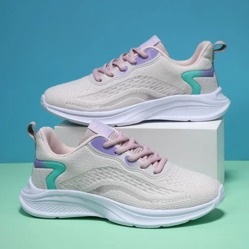 Женская обувь дышащая сетчатая для женщин розовая бега в тренажерном зале