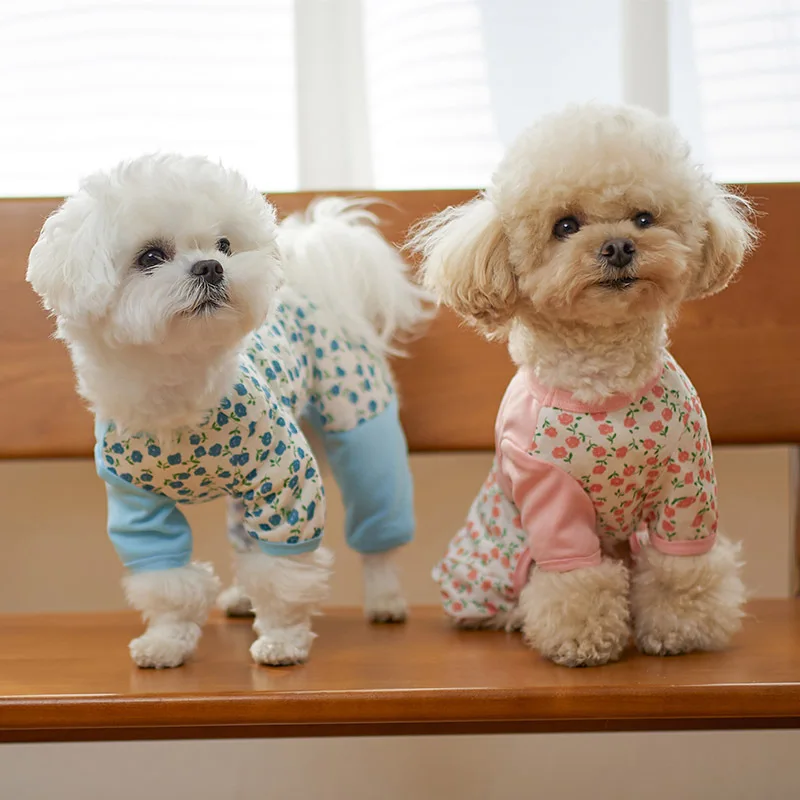 

Spring Summer Pet Clothes Kitten Puppy Thin Jumpsuit Small and Medium-sized Dog Cute Pajamas Floral Pattern Chihuahua Yorkshire