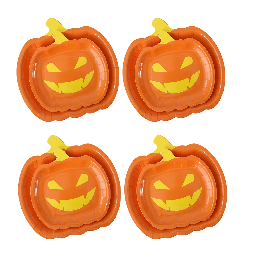 

Plates Plate Pumpkin Party Dinner Serving Disposablecake Supply Cookie Fall Dessert Thanksgiving Harvest Shapedspooky Sushi