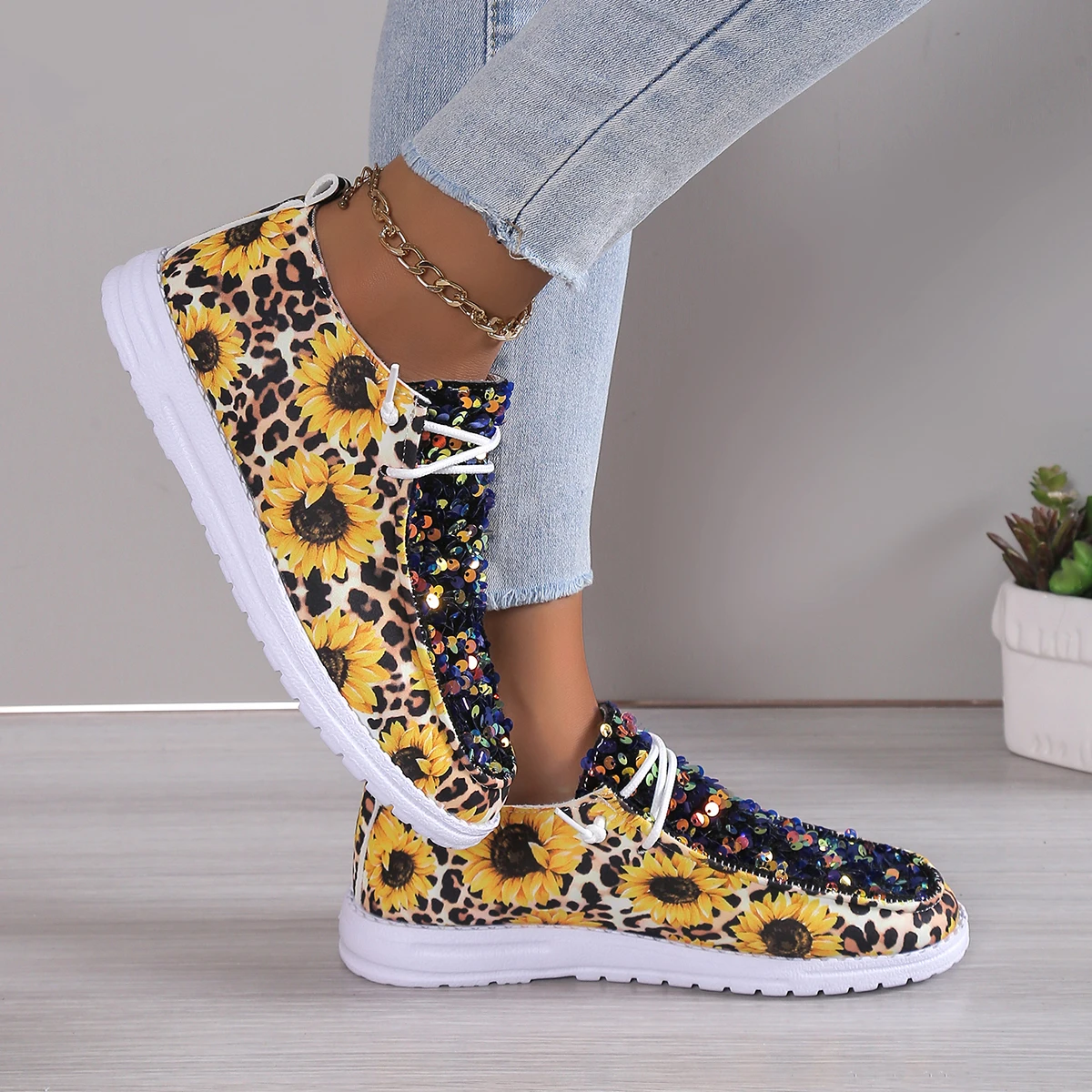 Женские Повседневные Парусиновые Лоферы На Плоском Каблуке Удобная Уличная