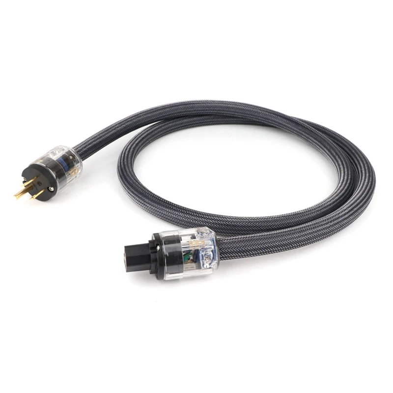 

Hifi Audio Power Cable Pure Copper Power Cord Sleeves Power Line US Plug(1M)