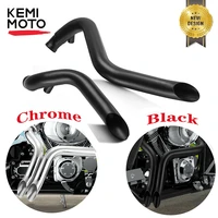 kemimoto new chrome 2 drag pipes exhaust for for softail dyna sportster chopper bobber 84 2017 rear steel black