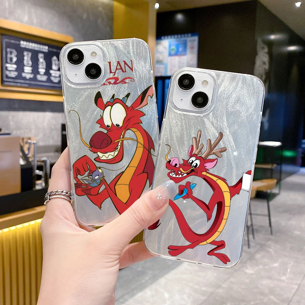 Чехол для телефона Disney Mulan Mushu Dragon Clear Feather Laser IPHONE 12 11 8 7 6 X XS XR SE PRO MAX PLUS