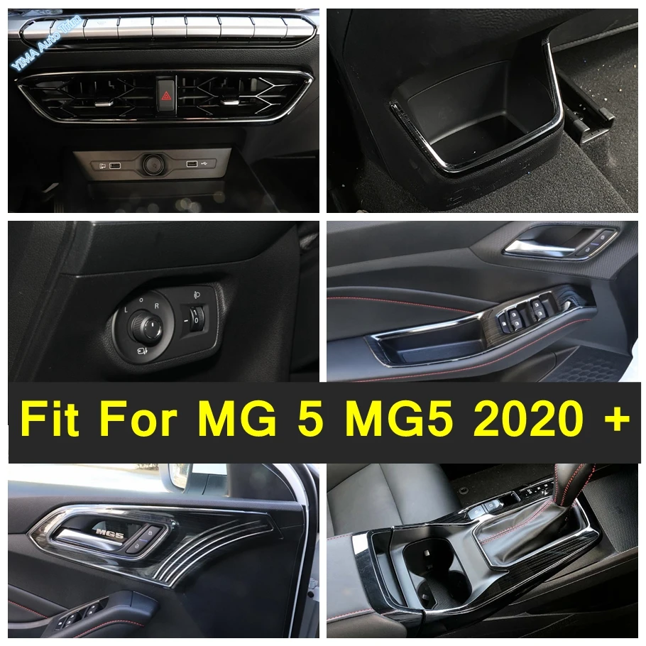 

Head Light Lamp Switch / Gloves Box Handle / Center Air AC Outlet Cover Trim For MG 5 MG5 2020 2021 Black Brushed Interior Parts