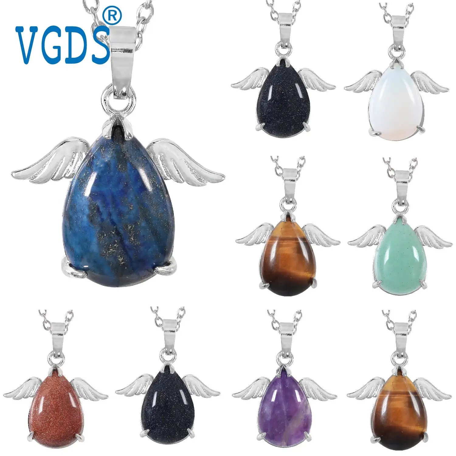 VGDS натуральный кристалл геометрический кулон маленькие крылья дьявола капли воды модные изысканные роскошные ювелирные изделия женское ожерелье (art.: 3920cd15cf2d2) - 3920cd15cf2d2