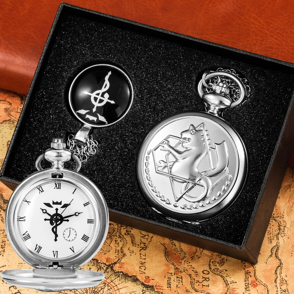 Quartz Pocket Watch Retro Tone Fullmetal Alchemist High Grade Gifts Sets Anime Pocket Watch Cosplay Anime Pedent Necklace Clock