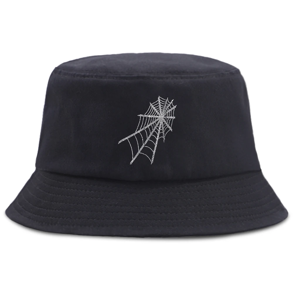 

Bob Woman Unisex Spider Web Casual Sunscreen Hip Hop Summer Bucket Hat Men Graphic Foldable Fishing Panama Cap Fisherman Hat