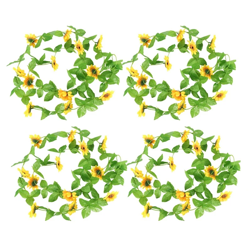 

4Pcs 2.6M Sunflower Artificial Garland Plant Artificial Suspended Fake Silk Vine Flower Outdoor Indoor Hanging For Wedding Party