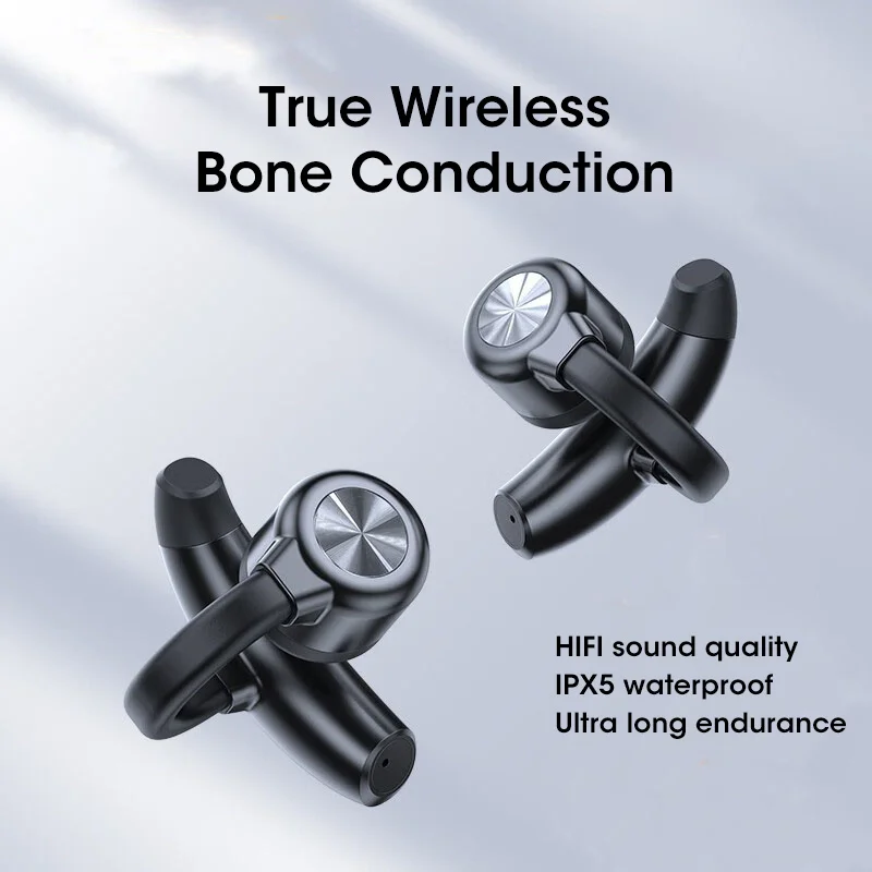 

True Bone Conduction Earbuds TWS Wireless Earphones Bluetooth Headset Earcuffs Sound For Sports Running Wear Painless Headphones