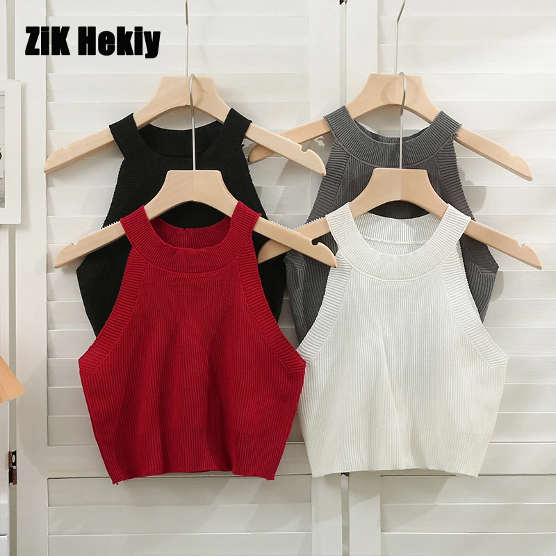 

Zik Hekiy Women The New Hanging Neck Type Strapless Short Paragraph Camisole Female Summer Thin Section Outside Undershirt Top
