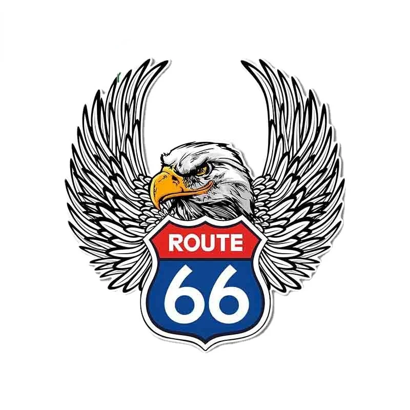 

JP cartoon car decal for Highway 66 Eagle Decal windshield top motorcycle animation decoration waterproof sticker 13cm x 12.4cm