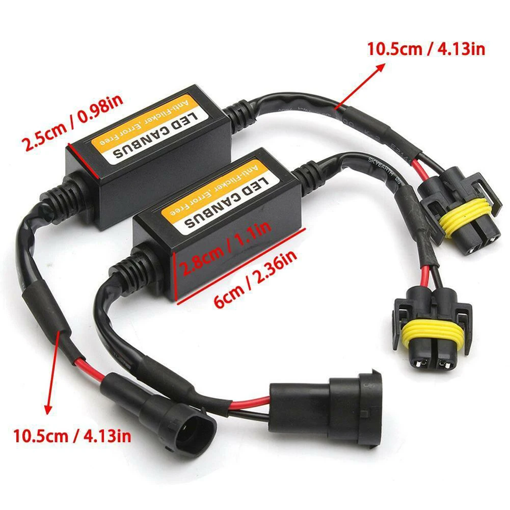 

2pcs LED H11 Headlight Canbus Error Free Anti Flicker Resistor Canceller Decoder With Efficient Interference Absorbing Circuits