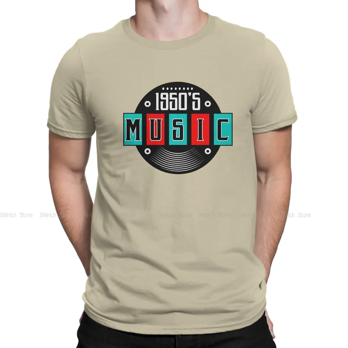 1950s Sock Hop Music Rocker Doo Wop 50s Vinyl Record Men TShirt Rockabilly Rock and Roll O Neck Short Sleeve Fabric T Shirt