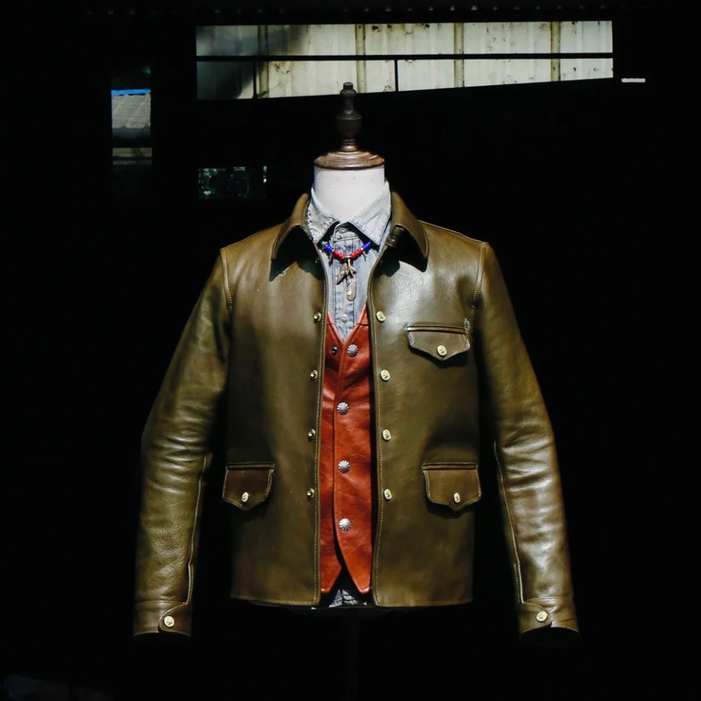 

CD40s Asian Size Super Top Quality Heavy Genuine Italian Cow Leather Slim Classic Cowhide Stylish Switchyard Jacket