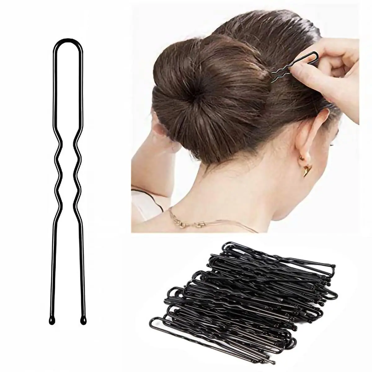 

U Shaped Hair Pins 50 Count Bun Hair Pins Curly Wavy Grips Bobby Pins Hair Clips Hairpins Hair Styling Tool