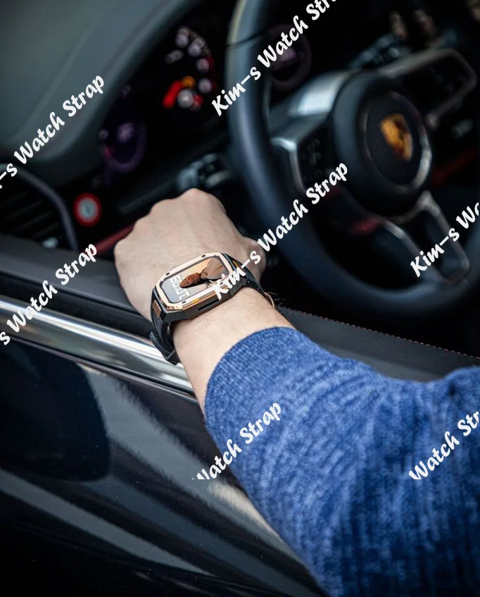 41 45mm Rubber Strap Kit for Apple Watch 40mm 44mm 316 Stainless Steel Case for iWatch 7 Series 6 SE 5 4 DIY Modification Set