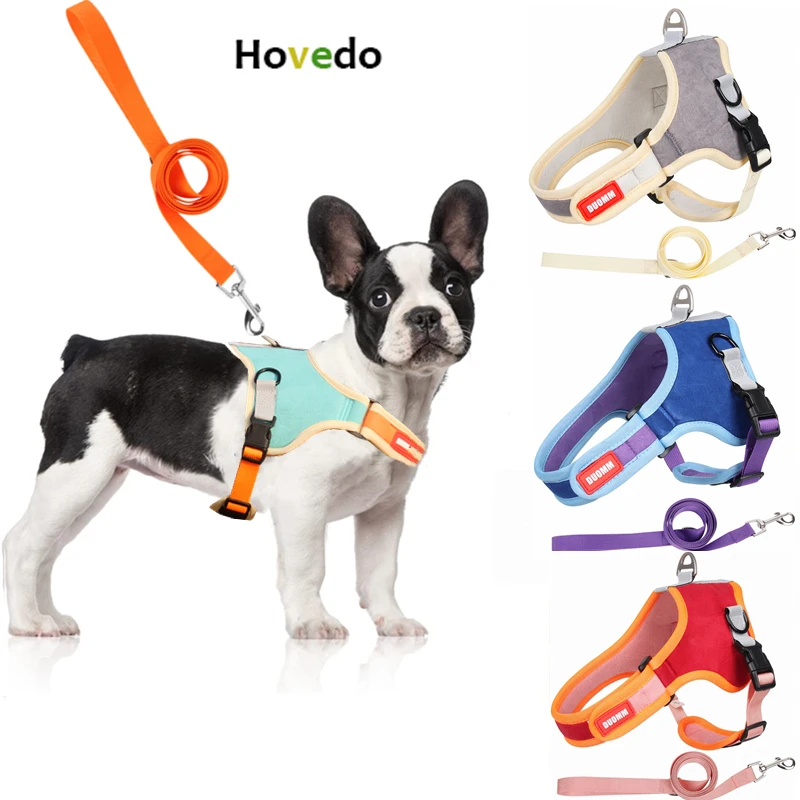 

Замшевая шлейка для собак, регулируемый светоотражающий жилет с поводком для щенков, маленьких и средних питомцев, поводки для прогулок