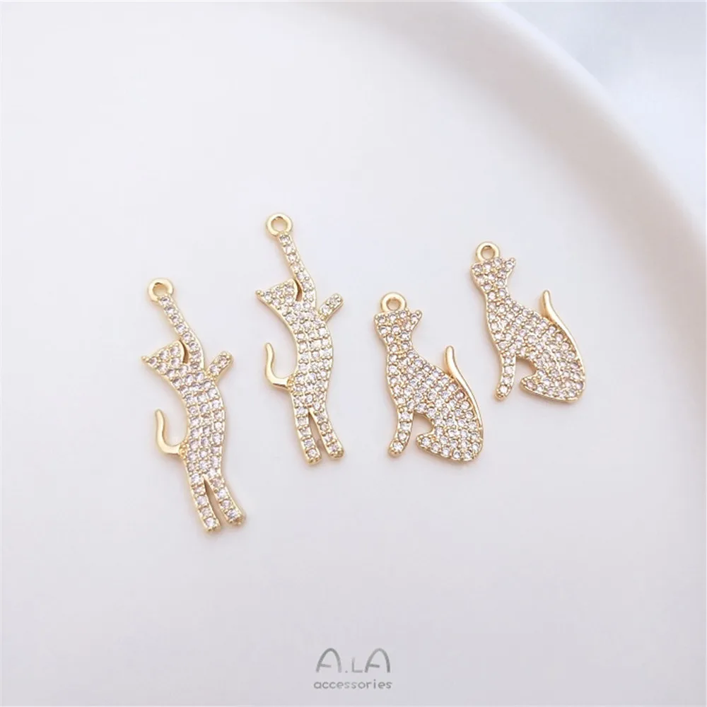 

14K Plated Gold Filled Cat pendant accessories Diy earrings leopard pendant accessories