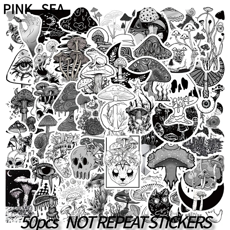 

10/30/50 шт./набор, черно-белые Мультяшные граффити-наклейки